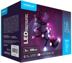 Modee Karácsonyi LED Füzér - Berry Plastic, Adapteres, C2016, 288LED/3m, Hideg, Pink