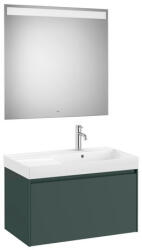 Roca Ona 1 fiókos mosdószekrény 80x46x50, 5 cm jobbos kerámia mosdóval és tükör, matt zöld A851721513 (A851721513)