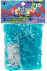 Rainbow Loom eredeti transzparens gumik 600 darab türkíz 6 évtől (RL7793)