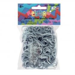 Rainbow Loom eredeti metál gumik 300 darab ezüst 6 évtől (RL7807)