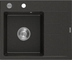 Mexen Ben, 1 kamrás gránit mosogató 600x500x190 mm, bal + króm szifon, fekete-arany metál, 6522605000-75 (6522605000-75)