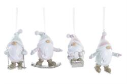  Karácsonyfadísz manó poly 7x4x9, 5cm fehér-rózsaszín, 4féle, 1db, minta nem választhetó