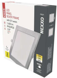EMOS LED süllyesztett lámpatest NEXXO, négyzet, ezüst, 18W 1600lm ZD2243 (ZD2243)
