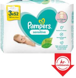 Pampers Sensitive Nedves Törlőkendő, 3 csomag = 156 db Törlőkendő