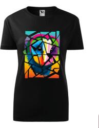 Bebeluc Print Tricou Personalizat cu Bufnita Abstracta in Culori Neon , Design Geometric Unic (BBLSF145)