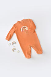 BabyJem Salopeta curcubeu cu maneca lunga si botosei din 80%bumbac organic si 20% poliester - portocaliu, baby cosy (marime: 0-3 luni)
