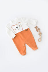 BabyJem Salopeta ursulet cu maneca lunga si botosei din 80%bumbac organic si 20% poliester - portocaliu, baby cosy (marime: 0-3 luni)