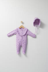 BabyJem Set salopeta cu caciulita cu volanas pentru bebelusi ballon, tongs baby (culoare: mov, marime: 0-3 luni)