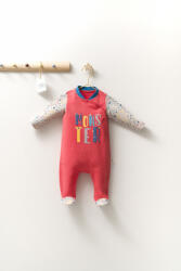 BabyJem Salopeta pentru bebelusi cu botosei monster, tongs baby (culoare: portocaliu, marime: 6-9 luni)