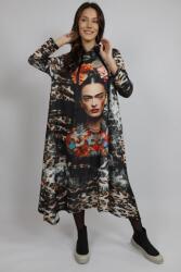 FashionLand ROCHIE MAXI CU MANECA LUNGA ASIMETRICA FLOWER FRIDA TALIE UNICA Multicolora