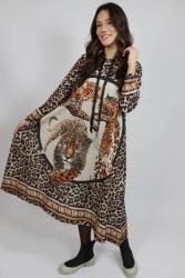 FashionLand ROCHIE MAXI CU MANECA LUNGA ASIMETRICA LEOPARD PRINT TIVOLI TALIE UNICA Multicolora