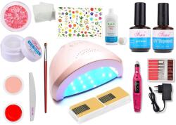 SELA Kit unghii false cu gel French White nr. 97, lampa led, Sela