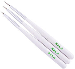 SELA Set 3 pensule pictura (detalii) - Maner Alb - NBS03D - Sela