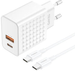 FONENG EU41 USB-C + USB-A hálózati töltő 20W + USB-C - USB-C kábel (fehér)