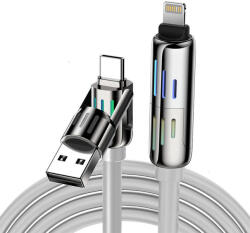 BlitzWolf BW-HDC6 4 az 1-ben USB-C/USB-A - USB-C/Lightning kábel, 1, 2m, 240W, RGB (szürke) (BW-HDC6 Grey) - mi-one