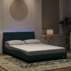 vidaXL sötétzöld bársony ágykeret LED-világítással 140 x 200 cm (3213784)