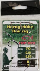 TOPMIX Method Feeder 8 Fonott Előkötött Füles, Szakállas Horog Csalitüskével 3db (TM806)