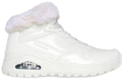 Skechers Uno Rugged Fiesty Winter női fűzős fekete lakk bokacipő 168126-WHT