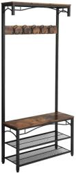 Vasagle Cuier cu 2 rafturi pentru incaltaminte, Vasagle, banca, pal si metal, negru, 80x30x178.5 cm (2004_1)