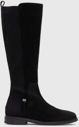 Tommy Hilfiger csizma ESSENTIALS LONGBOOT fekete, női, lapos talpú, FW0FW07476 - fekete Női 41