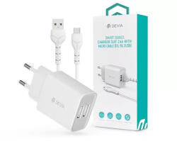 DEVIA ST364020 5V/2.4A Smart 2xUSB Hálózati töltő adapter + 1 m Micro USB kábel (ST364020) - haztartasibolt