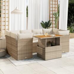 vidaXL 7 részes bézs polyrattan kerti ülőgarnitúra párnákkal (3326893)