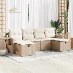 vidaXL 6 részes bézs polyrattan kerti ülőgarnitúra párnával (3325524)