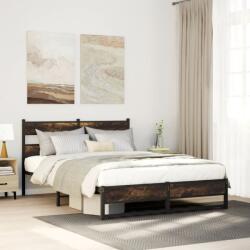 vidaXL füstös tölgy színű fém ágykeret matrac nélkül 140 x 190 cm (4017218)