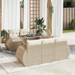 vidaXL 6 részes bézs polyrattan kerti ülőgarnitúra párnával (3326569)