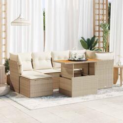 vidaXL 7 részes bézs polyrattan kerti ülőgarnitúra párnákkal (3326949)