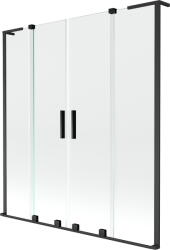 Mexen Velar L Duo, 2 szárnyas eltolható kádparaván 140 x 150 cm, 8mm átlátszó üveg, fekete matt, 896-140-003-02-70 (896-140-003-02-70)