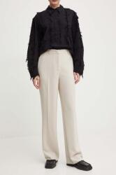 Bruuns Bazaar nadrág BrassicaBBEleza pants női, bézs, magas derekú széles, BBW3304 - bézs 34