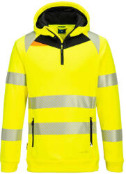 Portwest DX482 DX4 Hi-Vis 1/4 zippzáras kapucnis pulóver Sárga/Fekete - 4XL (DX482YBR4XL)