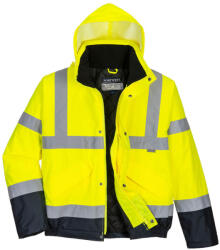 Portwest S266 Hi-Vis kéttónusú bomber kabát Sárga/Navy - XXL (S266YNRXXL)
