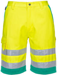 Portwest L043 Hi-Vis könnyű poli-pamut rövidnadrág Sárga/Kékeszöld - L (L043YTRL)