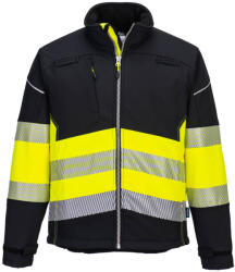 Portwest PW375 PW3 Hi-Vis Class 1 Softshell kabát (3L) Fekete/Sárga - S (PW375BKYS)