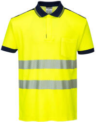 Portwest T180 PW3 Hi-Vis pólóing S/S Sárga/Navy - M (T180YNRM)