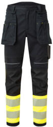 Portwest FR416 PW3 FR Hi Vis Class 1 lengőzsebes lángálló nadrág Sárga/Fekete - 28 (FR416YBR28)
