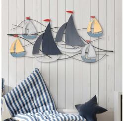 Asir Fali dekoráció 120x60 cm vitorlás hajók fém 891TNL2317 (AS1982)