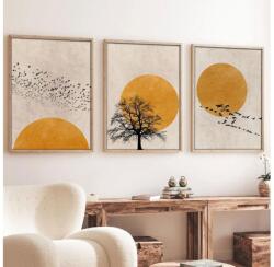 Asir 3 darabos szett keretes kép 50x70 cm, bézs/narancssárga 693BSE1310 (AS1984)