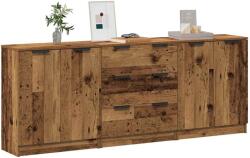 vidaXL 3 db antik fa színű szerelt fa tálalószekrény 60 x 30 x 70 cm (3329225)
