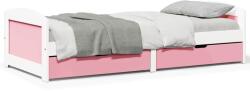 vidaXL Napozóágy 2 fiókkal matrac nélkül IRUN Fehér&Rózsaszín 90x200cm (3314679)