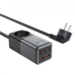 ACEFAST Z2 hálózati elosztó 1db EU 2pin aljzat, 4000W, 5A 1 x USB-A, 2 x USB-A, 3 x USB-C Szürke