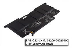 ASUS ZenBook UX31A gyári új 6 cellás 6840mAh akkumulátor (0B200-00020100, C22-UX31)