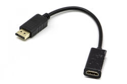 Manhattan Display Port (Apa - Male) to HDMI (Anya - Female) átalakító kábel, 4K UHD, 25cm fekete