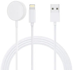 Wooze Apple iPhone-hoz és Apple Watch-hoz USB 2in1 Lightning + vezeték nélküli mágneses indukciós töltő, 1m kábel, fehér