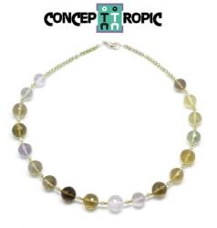  Colier din Cuart Mixt Rotund Fatetat - Zircon Rotund Fatetat - Accesorii Argint 925