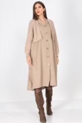 RohBoutique Rochie midi casual oversized cu buzunare Camel Roh DR4698
