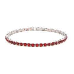 ElectraStore Bratara Tennis Argintie Rosu Rubin (C2638)