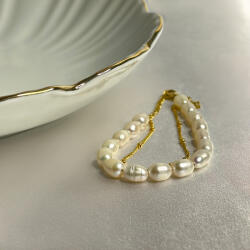 WHITE'S Édesvízi gyöngyös, arany nemesacél karkötő